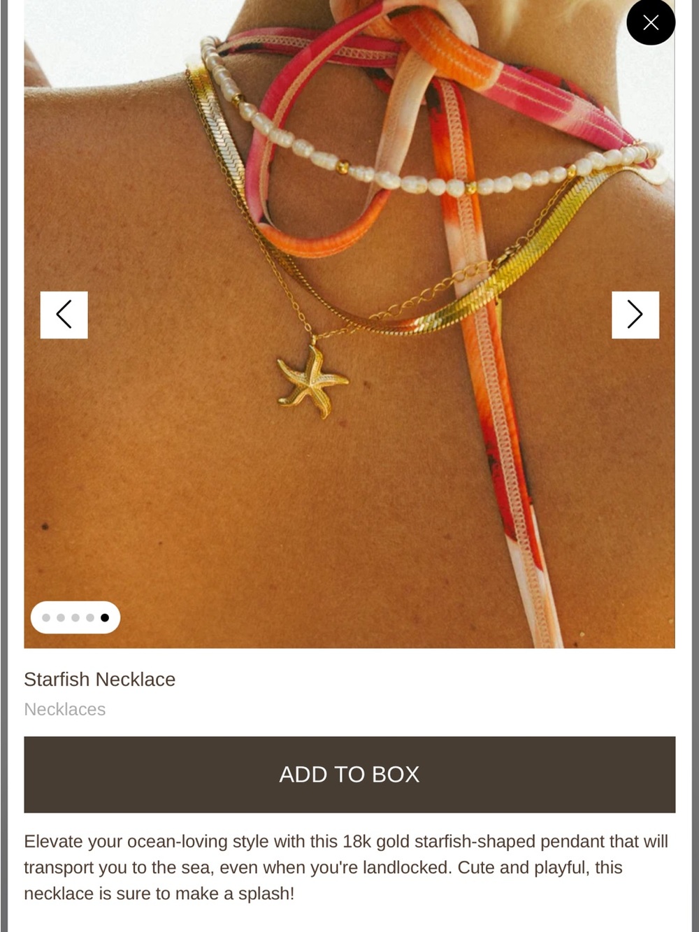 Starfish Necklace Gold PVD plated Louise Carter